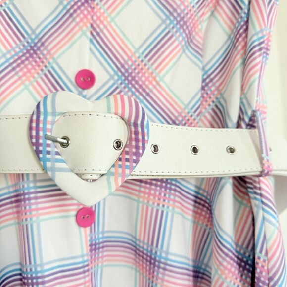 VOODOO VIXEN Vita Rainbow Tartan Fit & Flare Retro Dress XXL - Picture 4 of 15